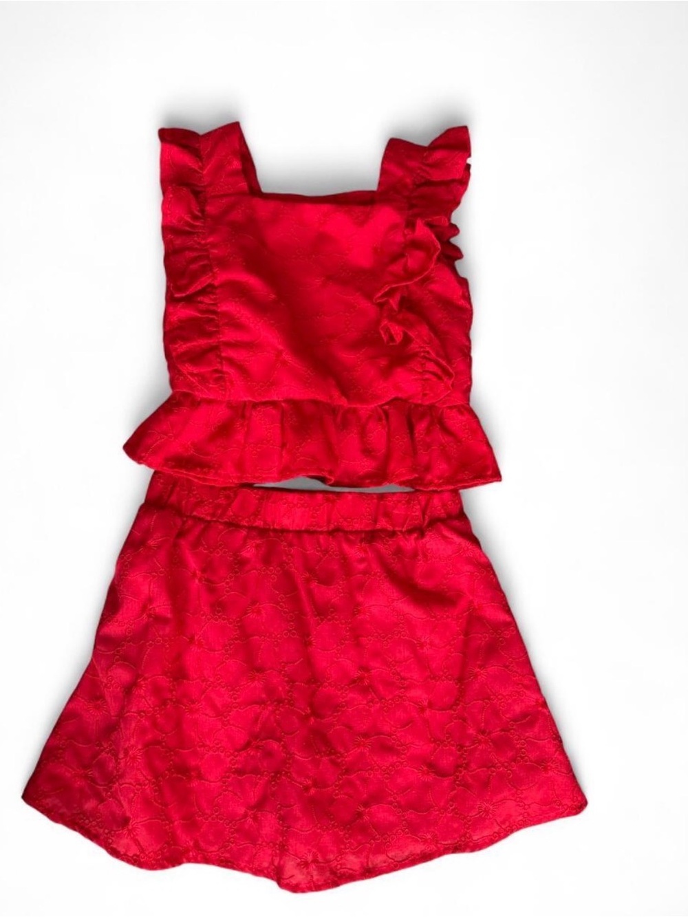 Red Ruffle Two-Piece Set